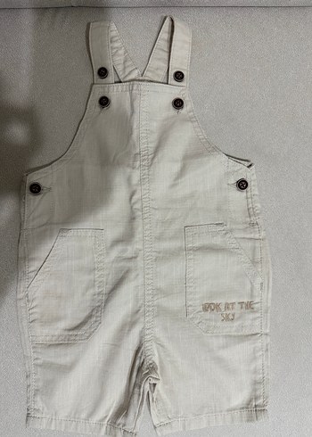 Bej Keten Erkek Çocuk Askılı Şort salopet - Görsel 2