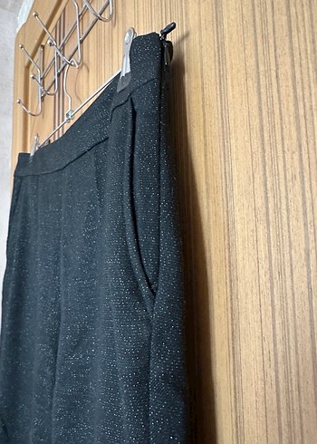 38 Beden siyah Renk Kadın siyah simli Kumaş Pantolon