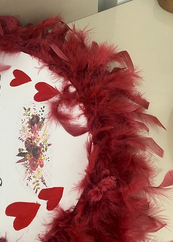 Bordo Tüylü Düğün Aksesuarı NİŞAN KINA DÜĞÜN TEFİ - Görsel 3