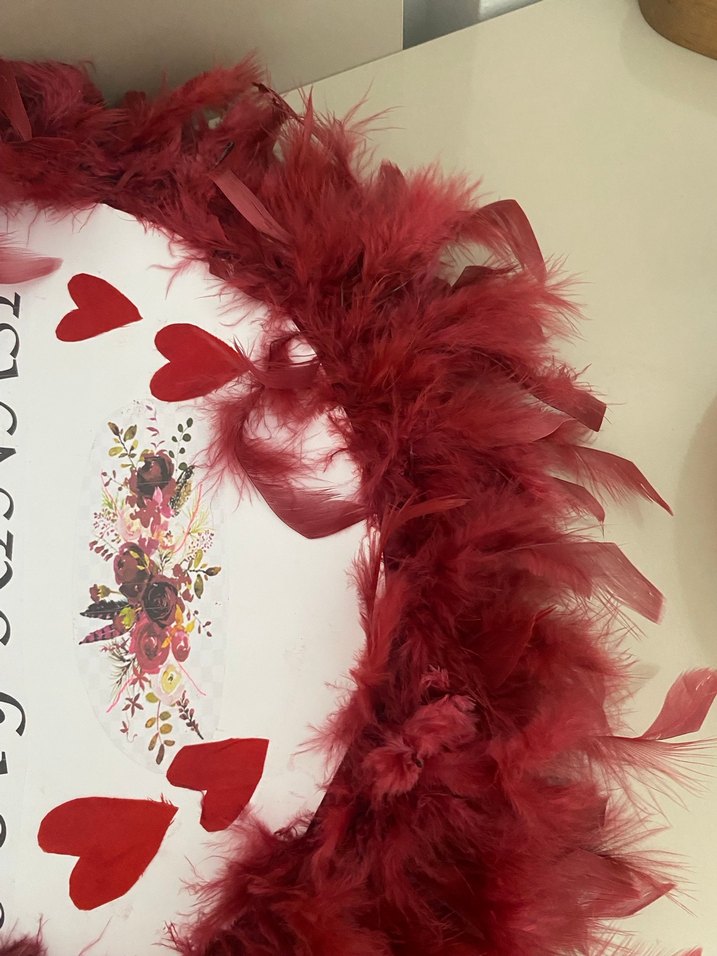 Bordo Tüylü Düğün Aksesuarı NİŞAN KINA DÜĞÜN TEFİ - Görsel 3