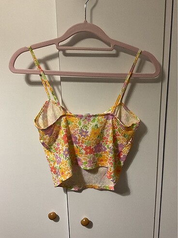 m Beden Renkli çiçekli crop