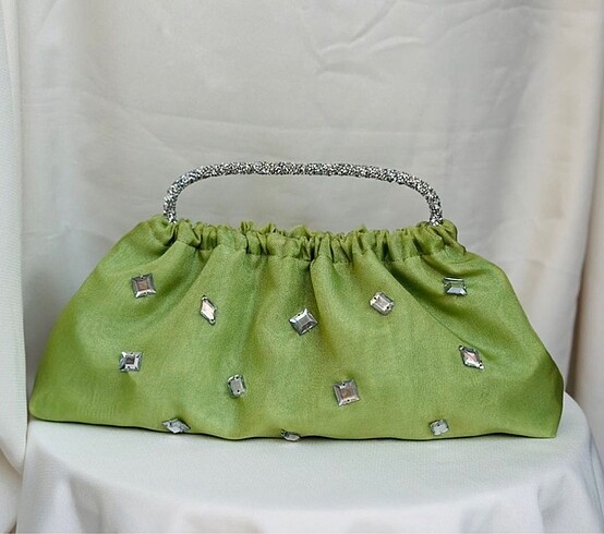 Çağla yeşili abiye el çantası