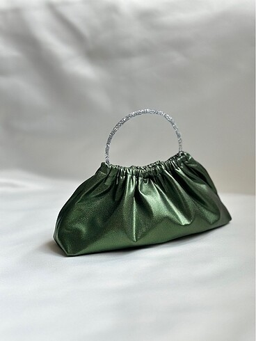 Yeşil gümüş abiye çanta