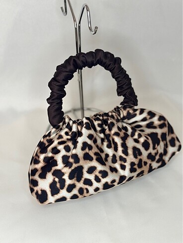 Leopar saten abiye çanta
