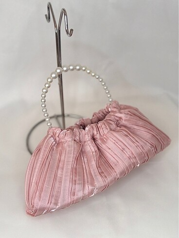Zara Pudra pembe incili abiye çanta