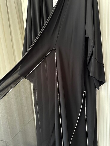 diğer Beden Siyah taş detaylı abaya