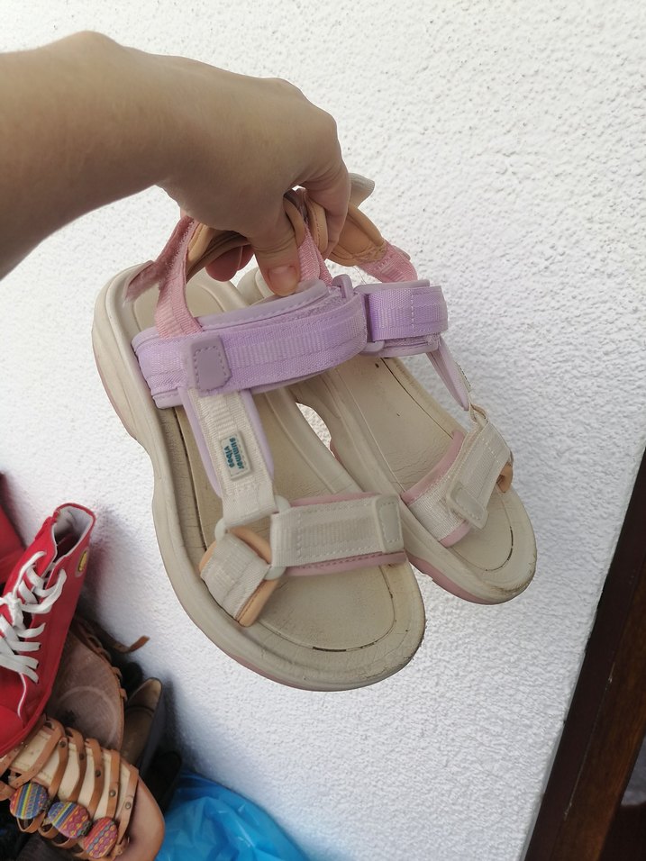 Zara Kız Çocuk Pastel Pembe Cırtlı sandalet - Görsel 4