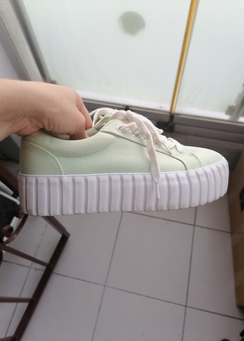 Yeşil Dolgu Topuklu sneaker Kadın Spor Ayakkabı - Görsel 4