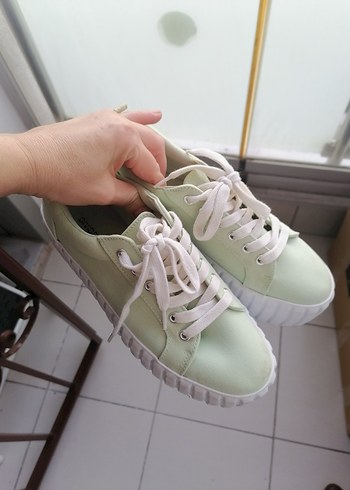 Yeşil Dolgu Topuklu sneaker Kadın Spor Ayakkabı - Görsel 3