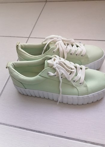 Yeşil Dolgu Topuklu sneaker Kadın Spor Ayakkabı - Görsel 2