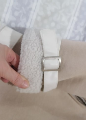 Bej Kadın Kışlık Kürklü Ceket M beden bej renk - Görsel 4