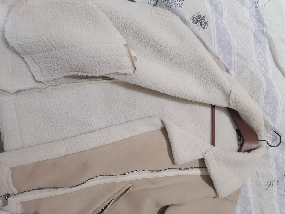 Bej Kadın Kışlık Kürklü Ceket M beden bej renk - Görsel 3