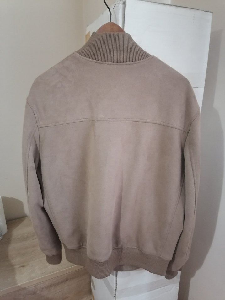 Bej Süet Erkek Ceket, Fermuarlı, Uzun Kollu, zara marka - Görsel 3