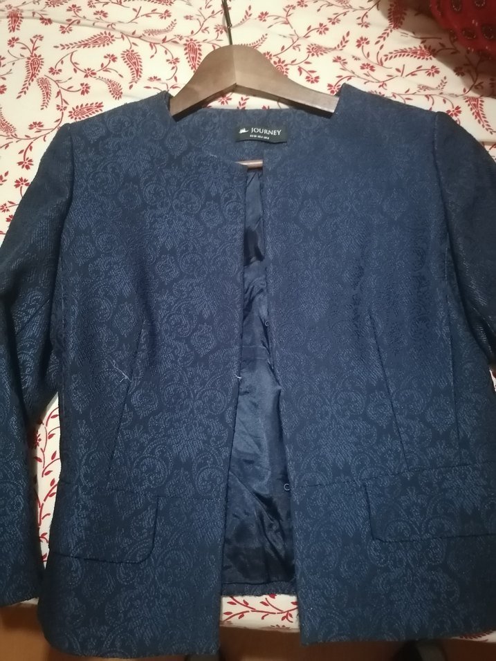 Düğmeli Lacivert Kadın şık Ceket - Görsel 2