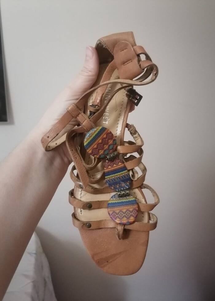 Nine west hakiki deri sandalet - Görsel 3