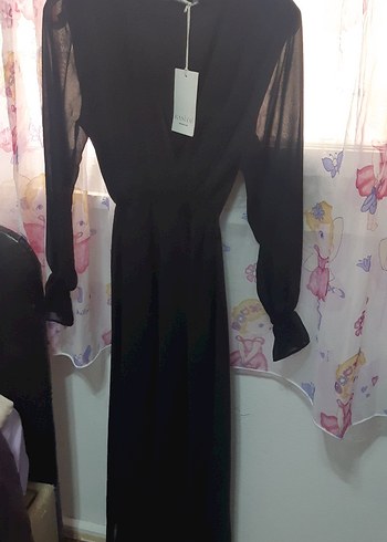 Uzun Siyah Gotik V Yaka Elbise