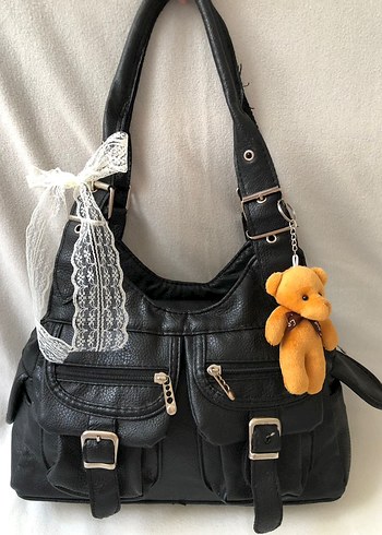 Charmlı vintage y2k Siyah Çanta