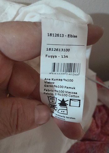 Pembe Bağlama Desenli Keten bayan elbise - Görsel 5