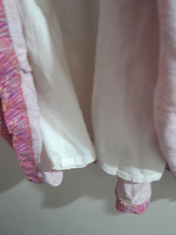 Pembe Bağlama Desenli Keten bayan elbise - Görsel 4