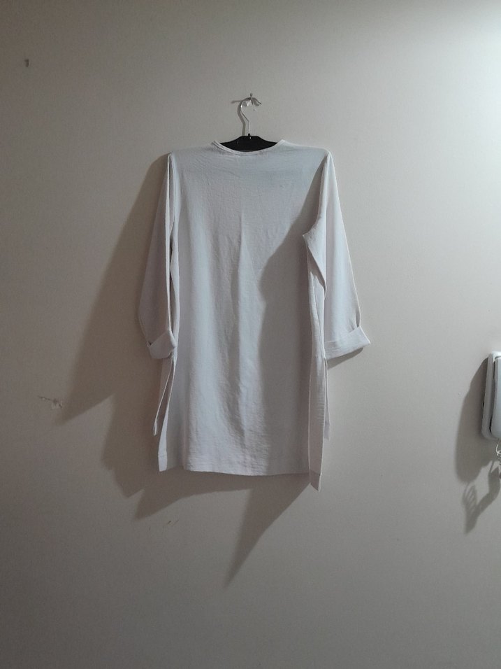 Kadın Beyaz Uzun Kollu tunik - Görsel 2