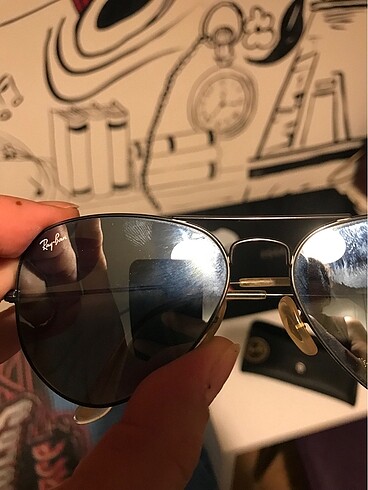  Beden Ray ban damla aynalı gümüş gözlük