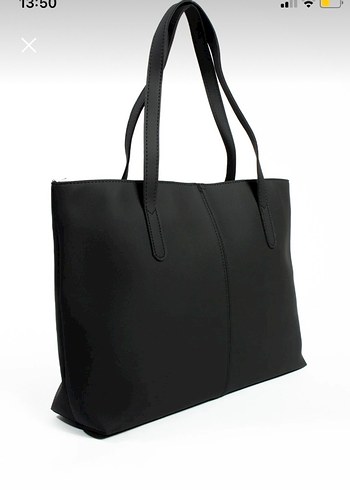 Siyah Deri Büyük çanta - Görsel 3