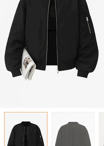 Siyah unisex oversize Bomber Ceket - Görsel 3