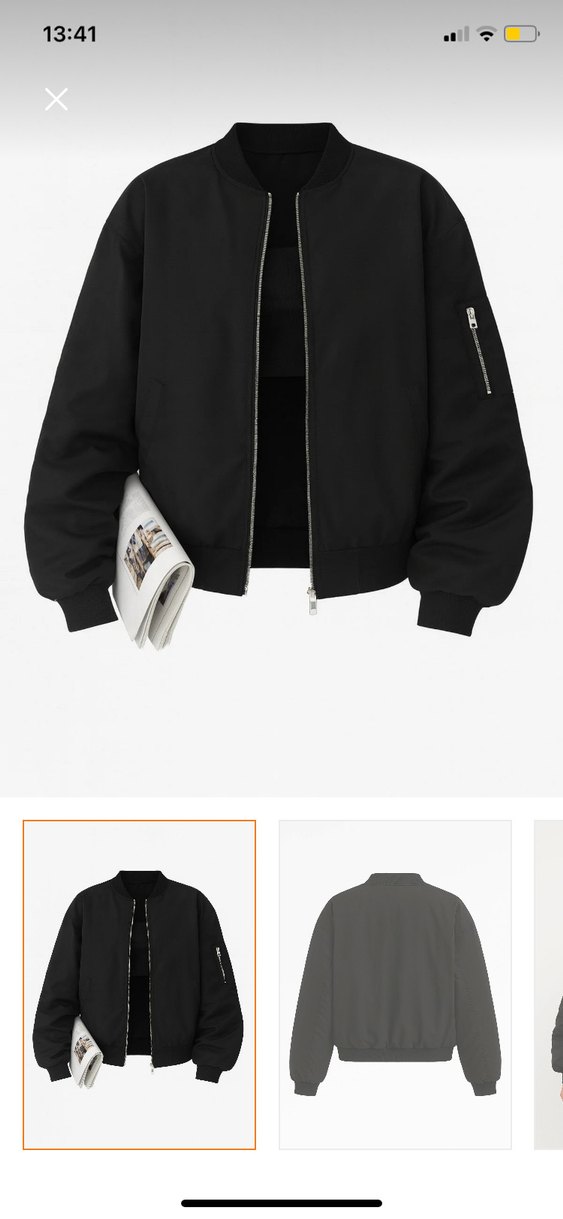 Siyah unisex oversize Bomber Ceket - Görsel 3