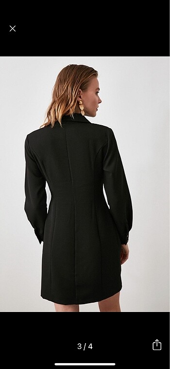 Trendyol siyah dugmeli elbise - Görsel 4