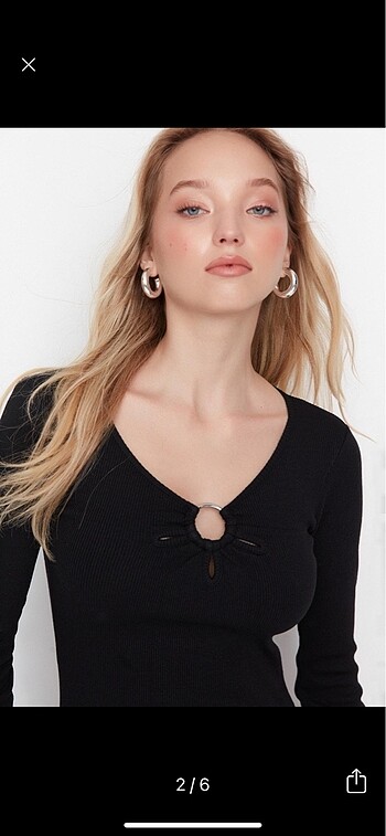 Trendyol siyah cut out detayli örme elbise - Görsel 5