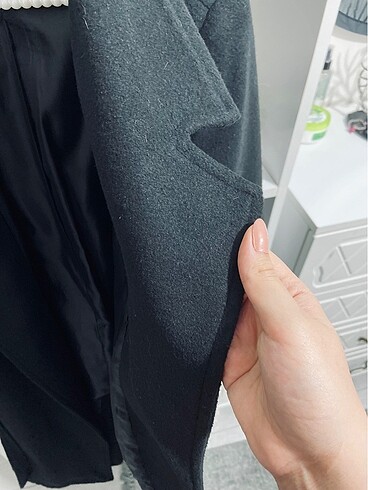 Astarlı kuşaklı uzun kaşe kaban - Görsel 6