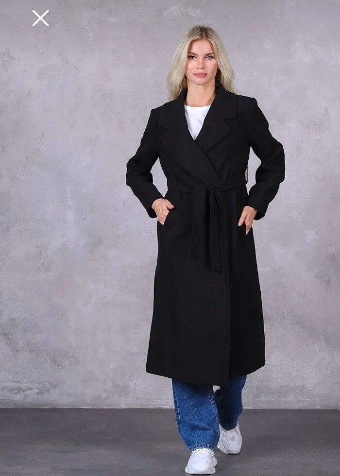 Astarlı kuşaklı uzun kaşe kaban - Görsel 2