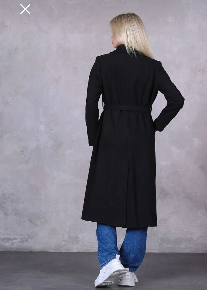 Astarlı kuşaklı uzun kaşe kaban - Görsel 4