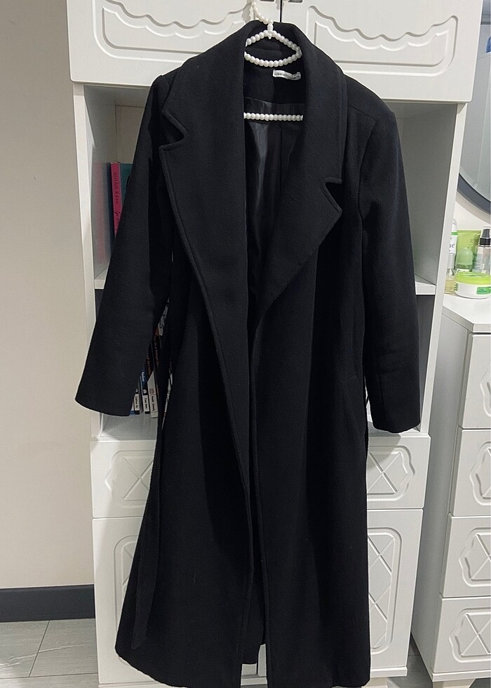 Astarlı kuşaklı uzun kaşe kaban - Görsel 5