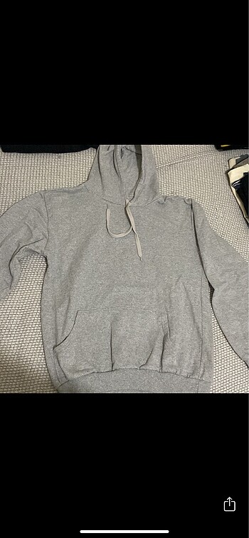 Kapüşonlu sweatshirt gri renk dar kalıp