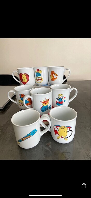 Pokemon Vintage porselen kupa 1999 basım koleksiyon ürünü set
