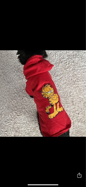 Kedi kıyafeti kapüşonlu kırmızı uzun kol garfield kırmızı elbise