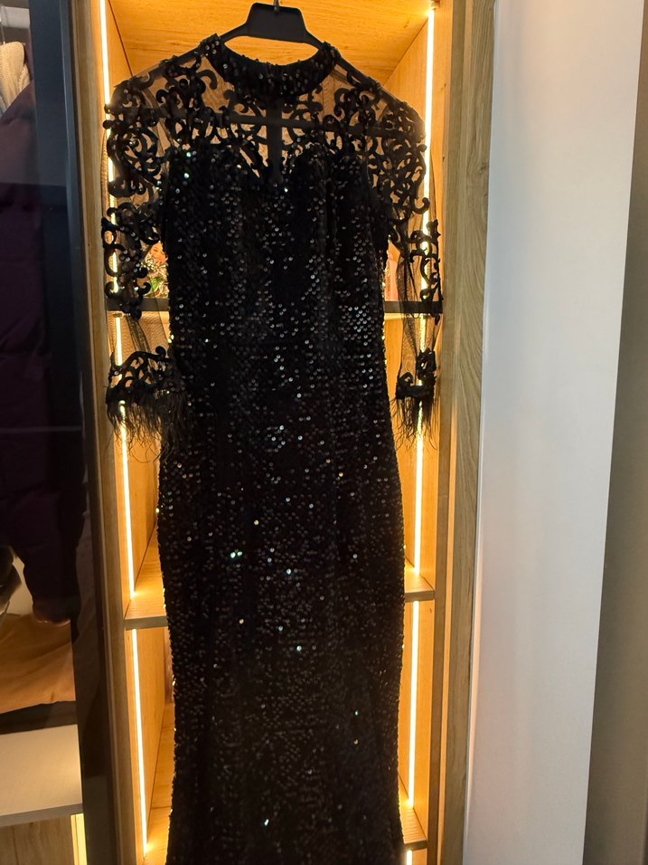 Siyah Gotik Uzun Abiye Elbise - Görsel 4