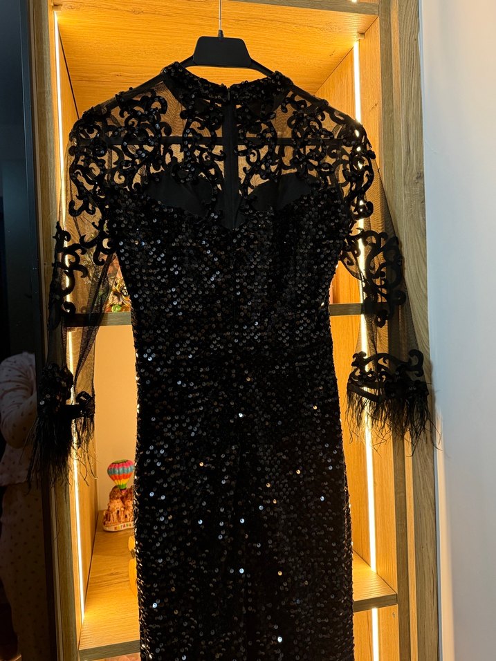 Siyah Gotik Uzun Abiye Elbise - Görsel 5