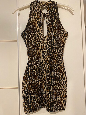 Leopar desen mini elbise