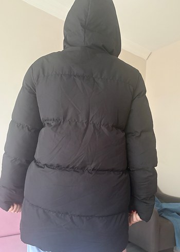 Düğmeli Siyah Kadın Midi Kışlık Mont - Görsel 4