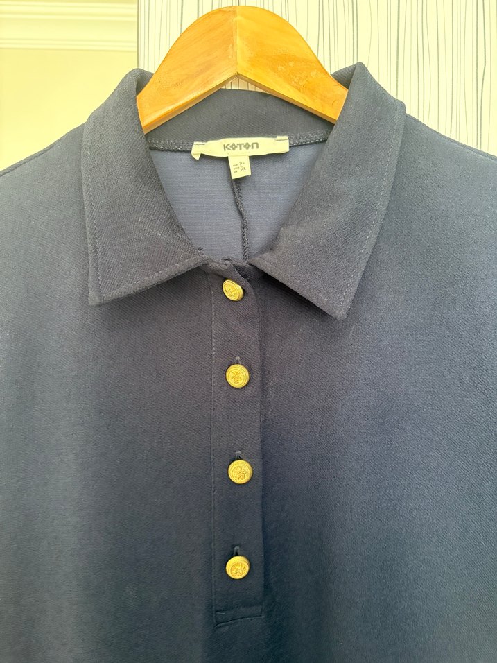 Düğmeli Lacivert Mini elbise - Görsel 2