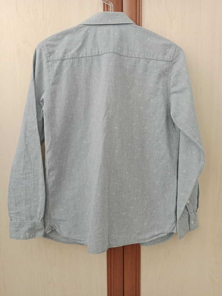 Gri Erkek  Çocuk Keten Gömlek, Düğmeli, Uzun Kollu - Görsel 2