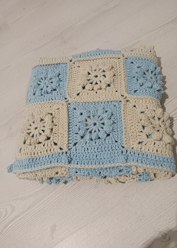 Pastel Mavi Örgü Çocuk Battaniyesi