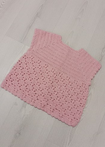 Diğer Kız Çocuk Pembe Örgü Kolsuz Hırka