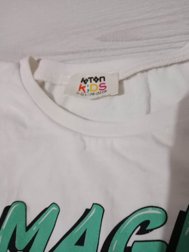 Kız Çocuk Beyaz Payetli Baskılı Tişört - Görsel 2