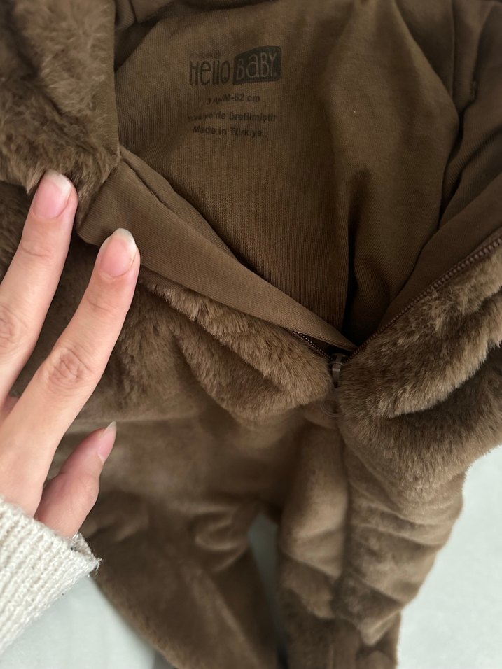 Kahverengi Kürklü Bebek Tulumu - Görsel 4