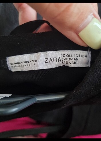 m Beden siyah Renk Zara süet kısa kollu bluz tişört