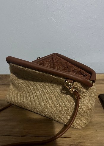 Örgü Detaylı Kahverengi Kadın Portföy Çanta - Görsel 2