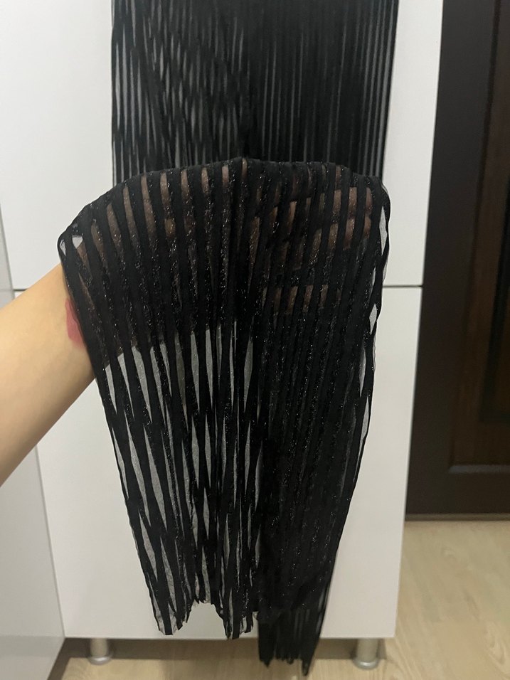 Kadın Siyah Zebra Desenli Pilili pantolon - Görsel 2